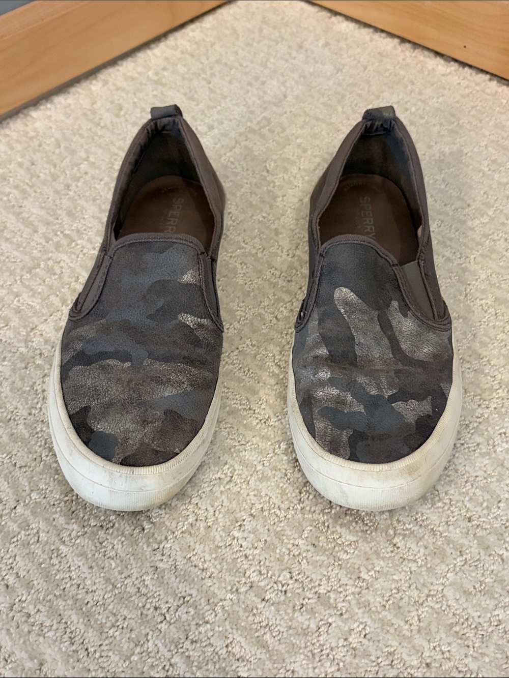 Sperry Gray Camo Slip-On Sneakers